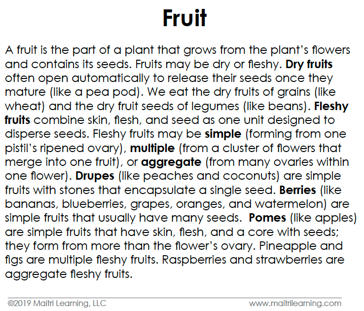Fruit 3-Part Reading