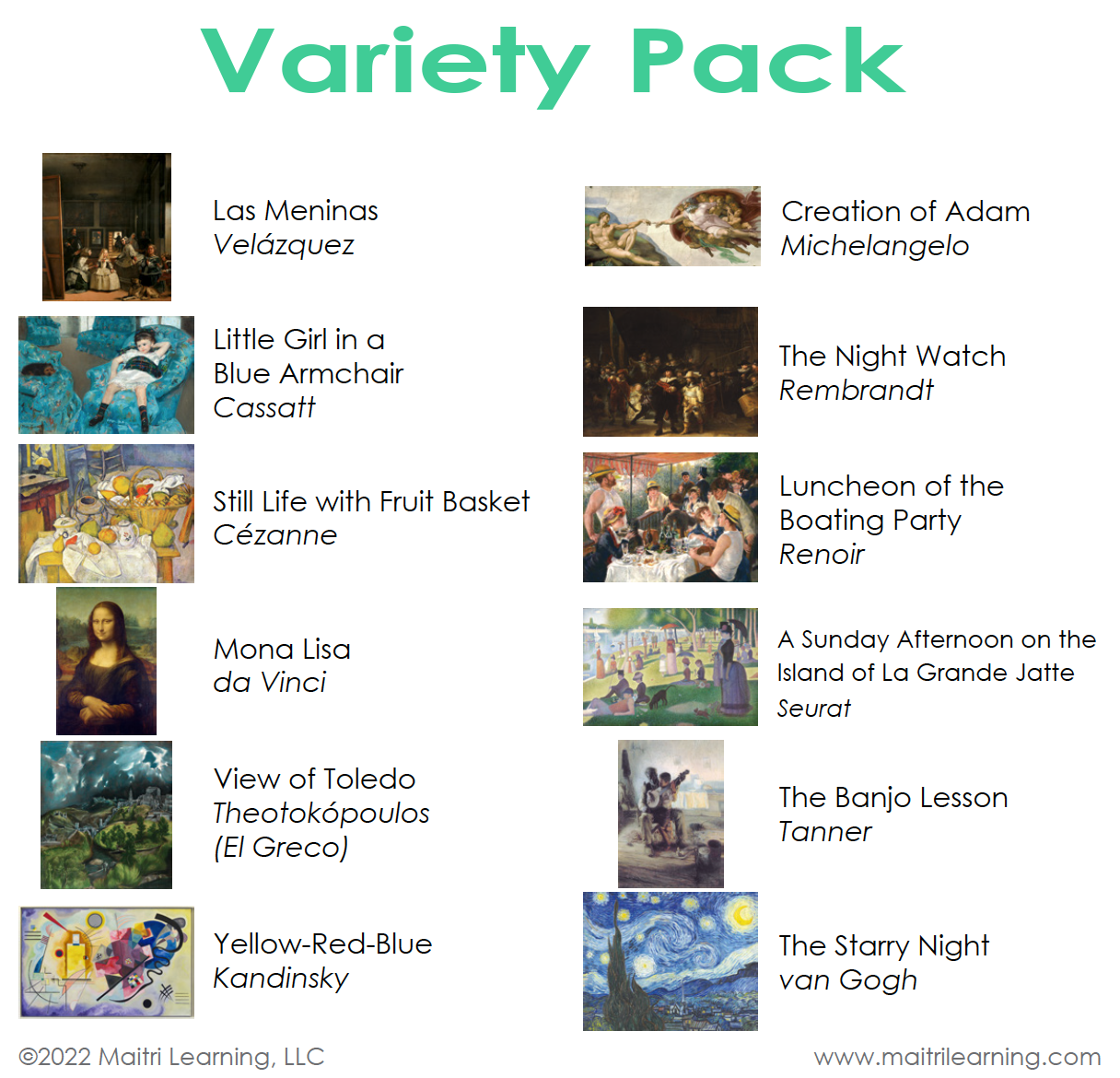 Fine Art Matching Cards - Maitri Learning