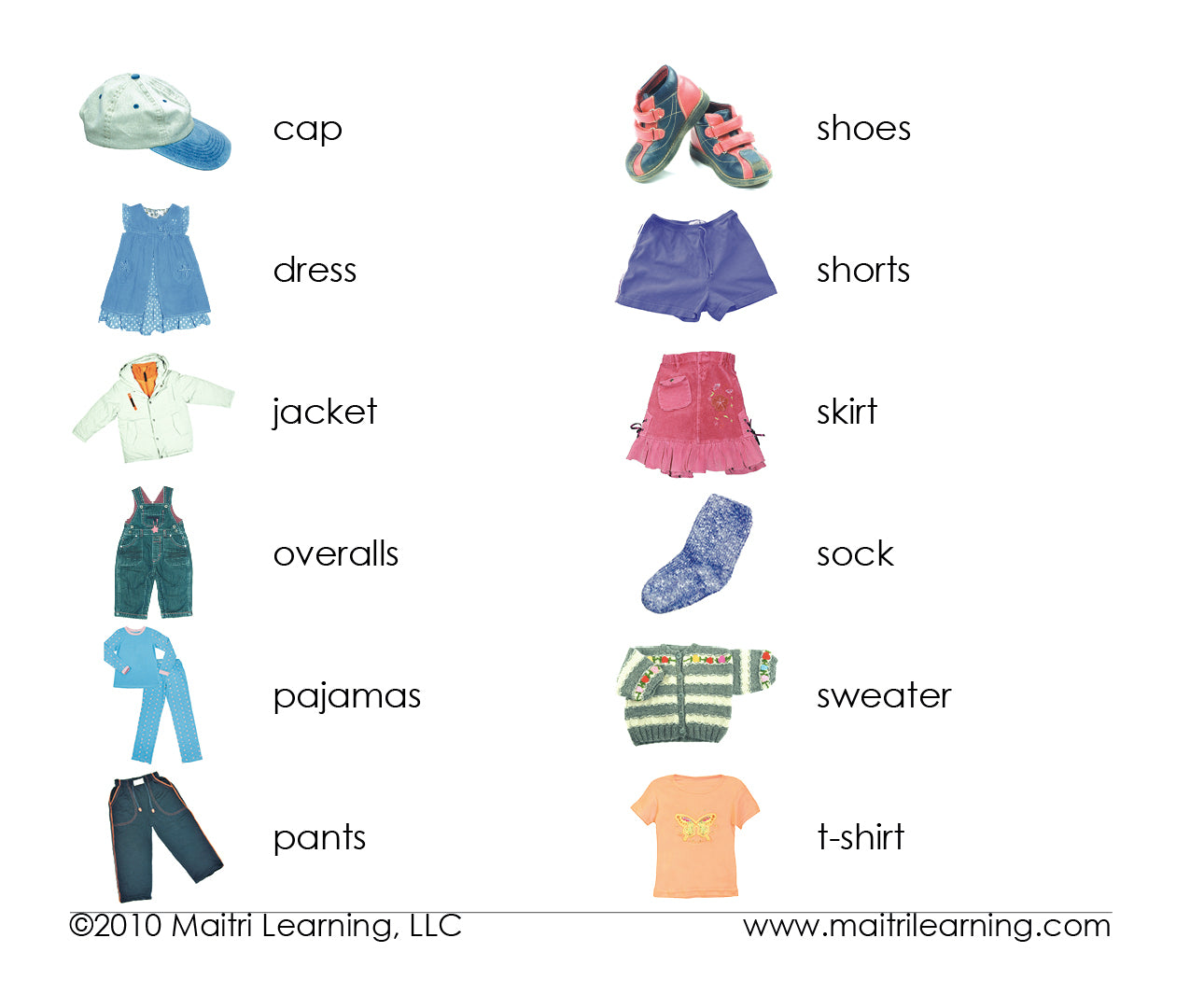Clothing 3-Part Reading - Maitri Learning