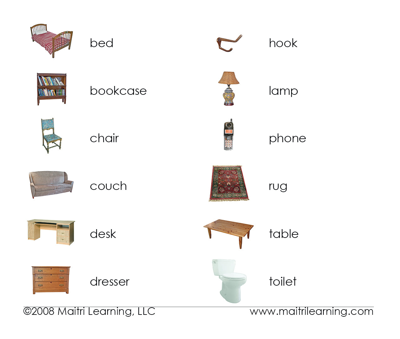 Imperfect Spanish Around the House 3-Part Cards - Maitri Learning