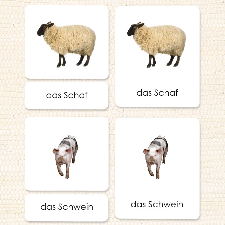 German Farm Animals (Adult) 3-Part Reading - Maitri Learning