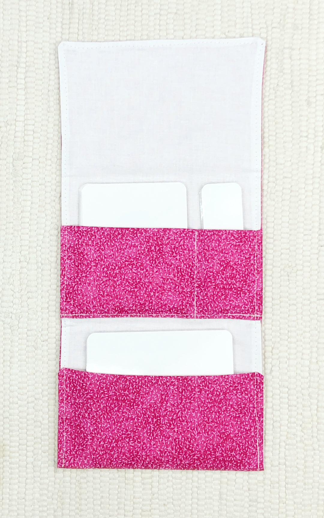 Magenta pink 3-Pocket Fabric Organizer for Classroom Organization