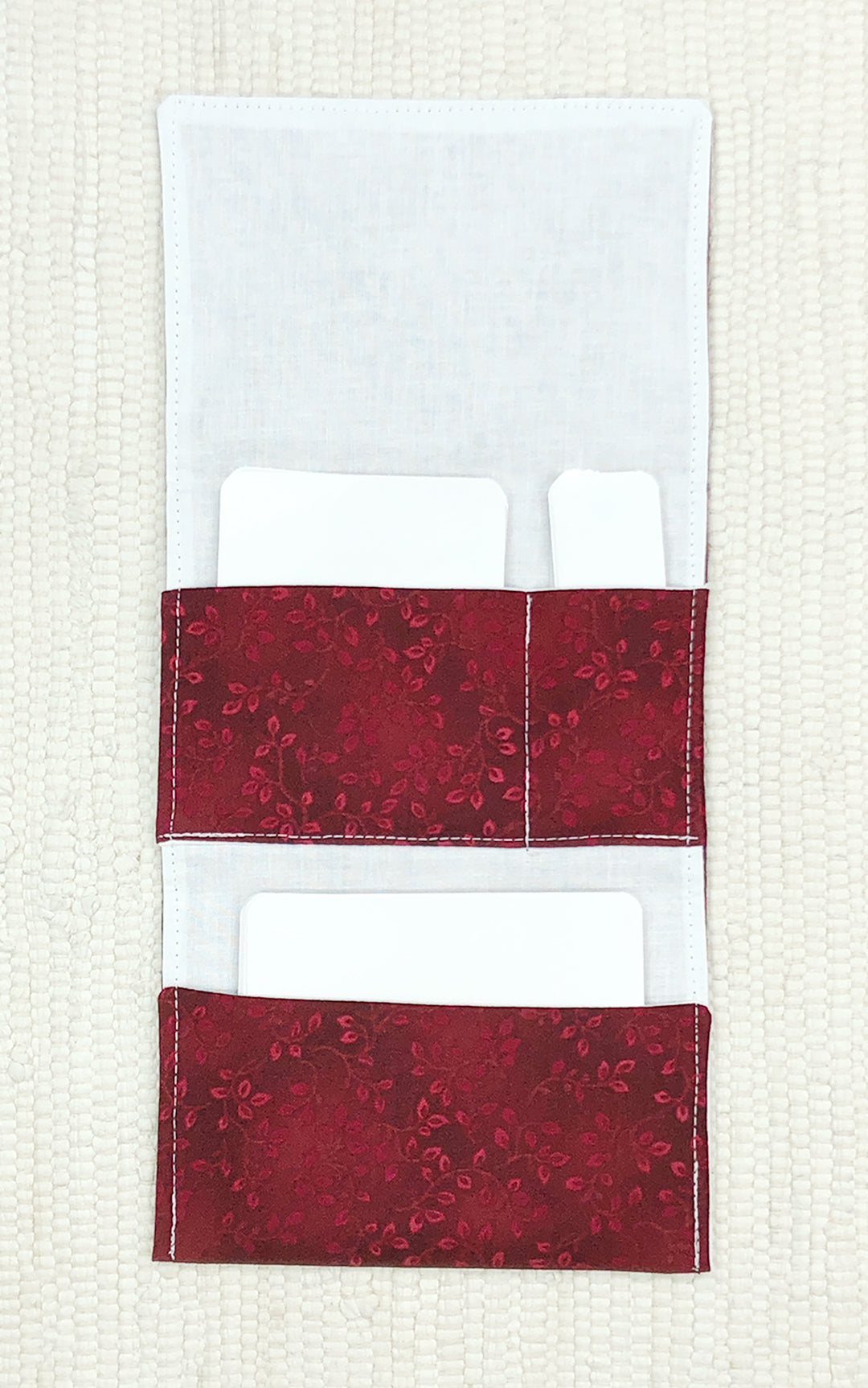 Deep red 3-Pocket Fabric Organizer for Classroom Organization