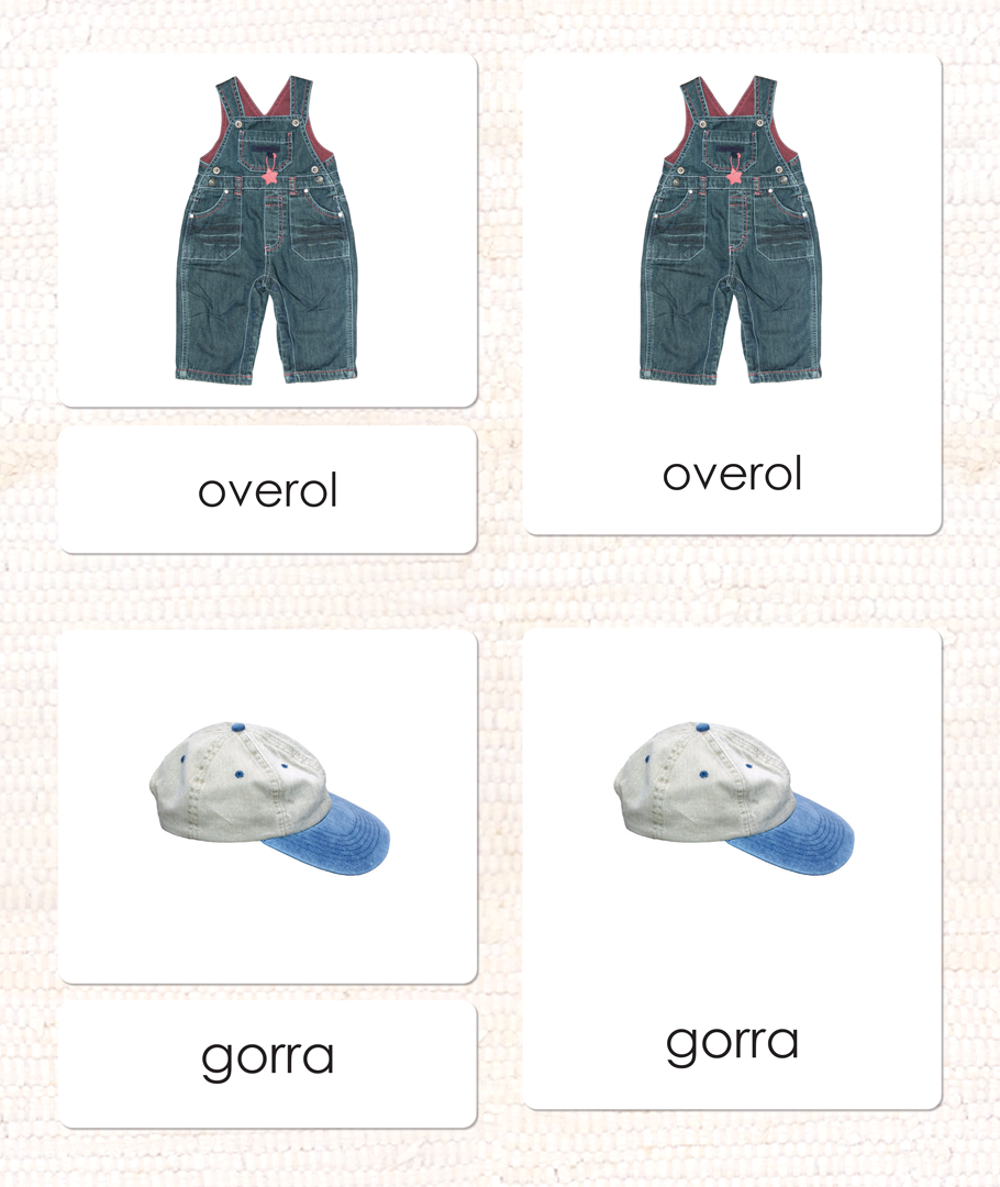 Spanish Clothing 3-Part Cards - Maitri Learning
