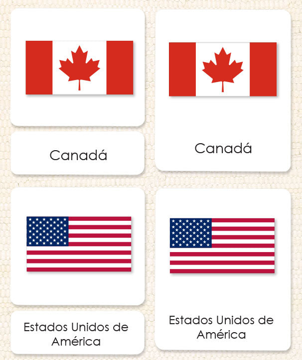 Imperfect Spanish Flags of North America 3-Part Reading - Maitri Learning