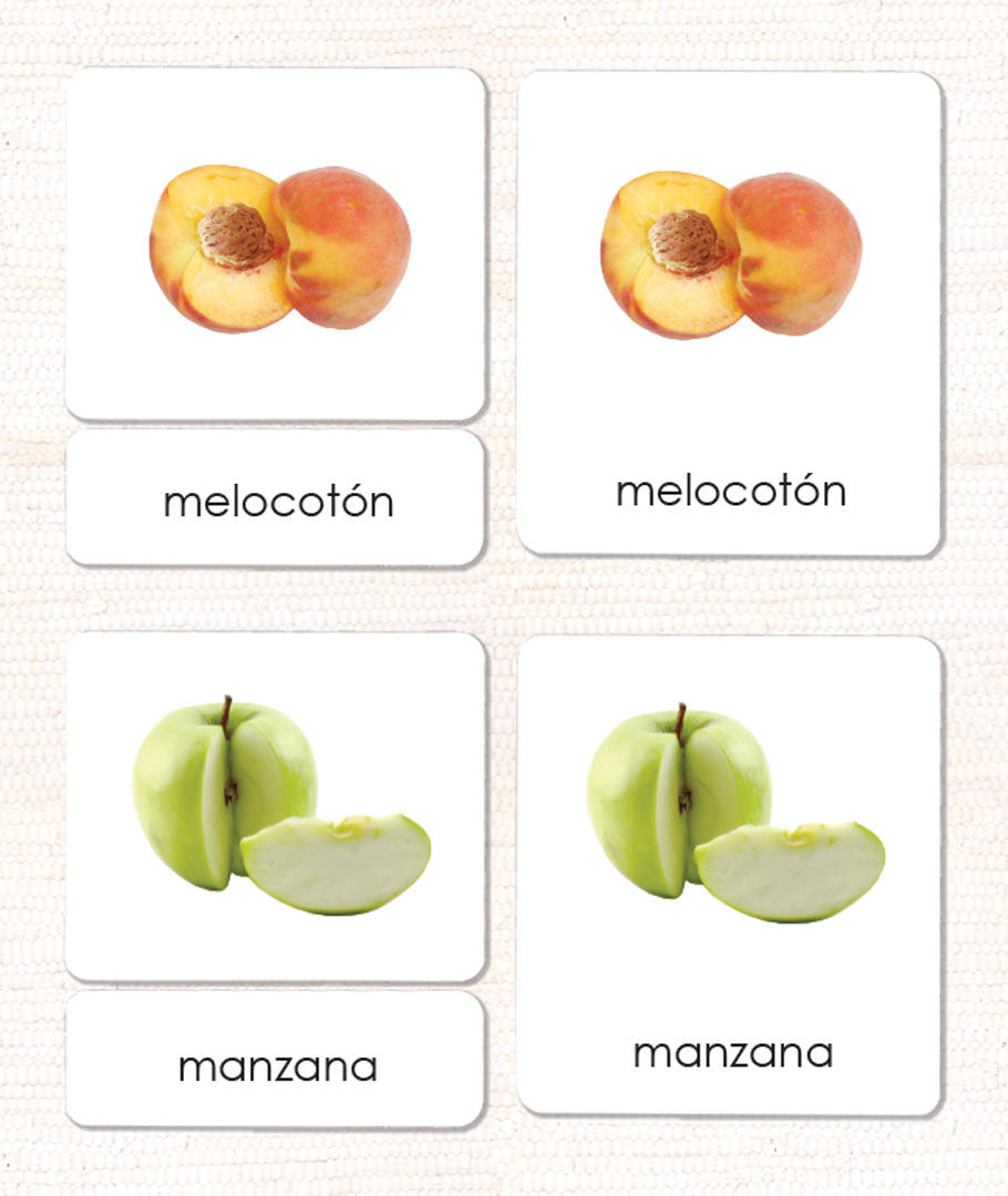 Imperfect Spanish Fruit 3-Part Cards - Maitri Learning