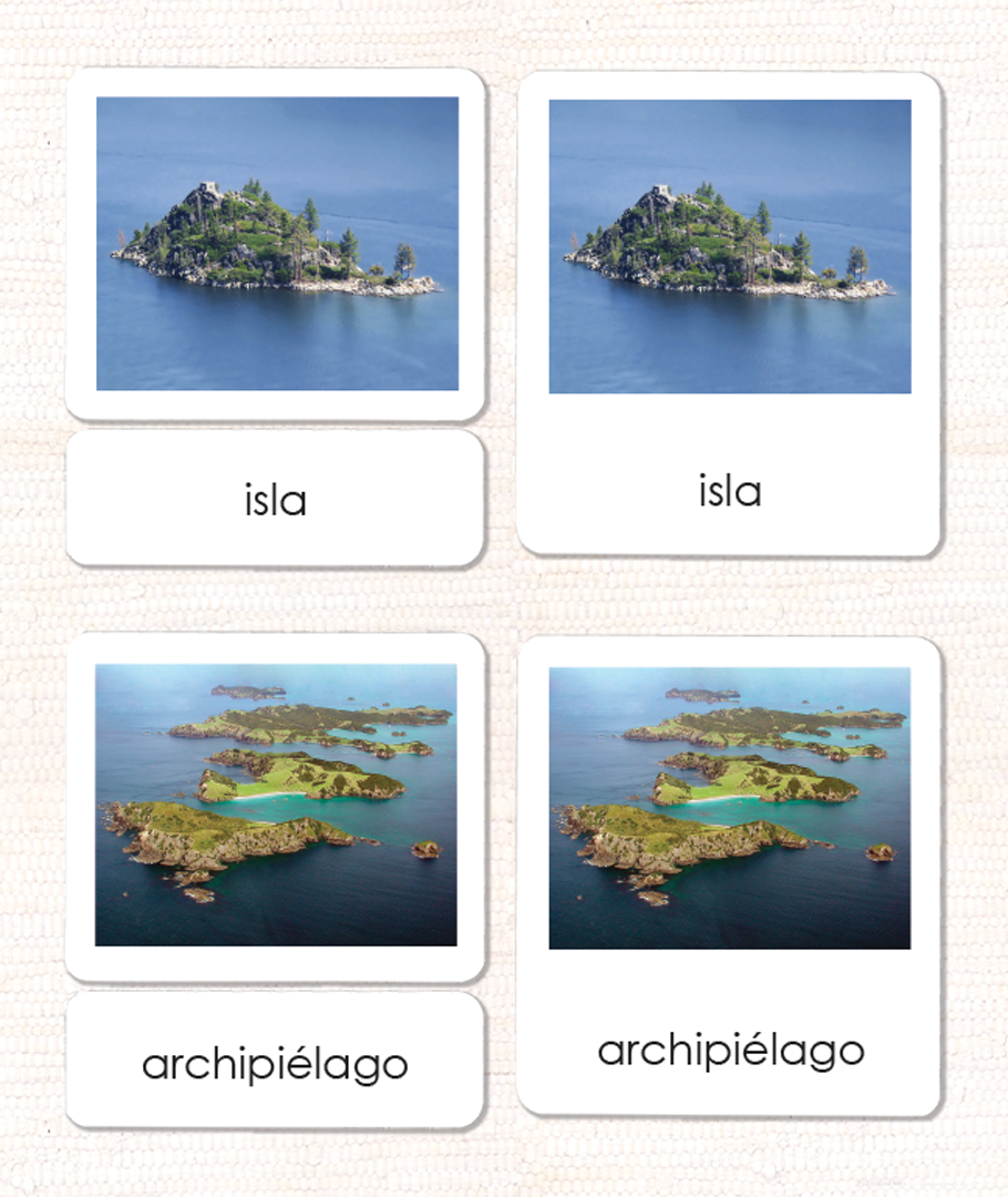 Spanish Land & Water 1 <p>3-Part Cards</p> - Maitri Learning