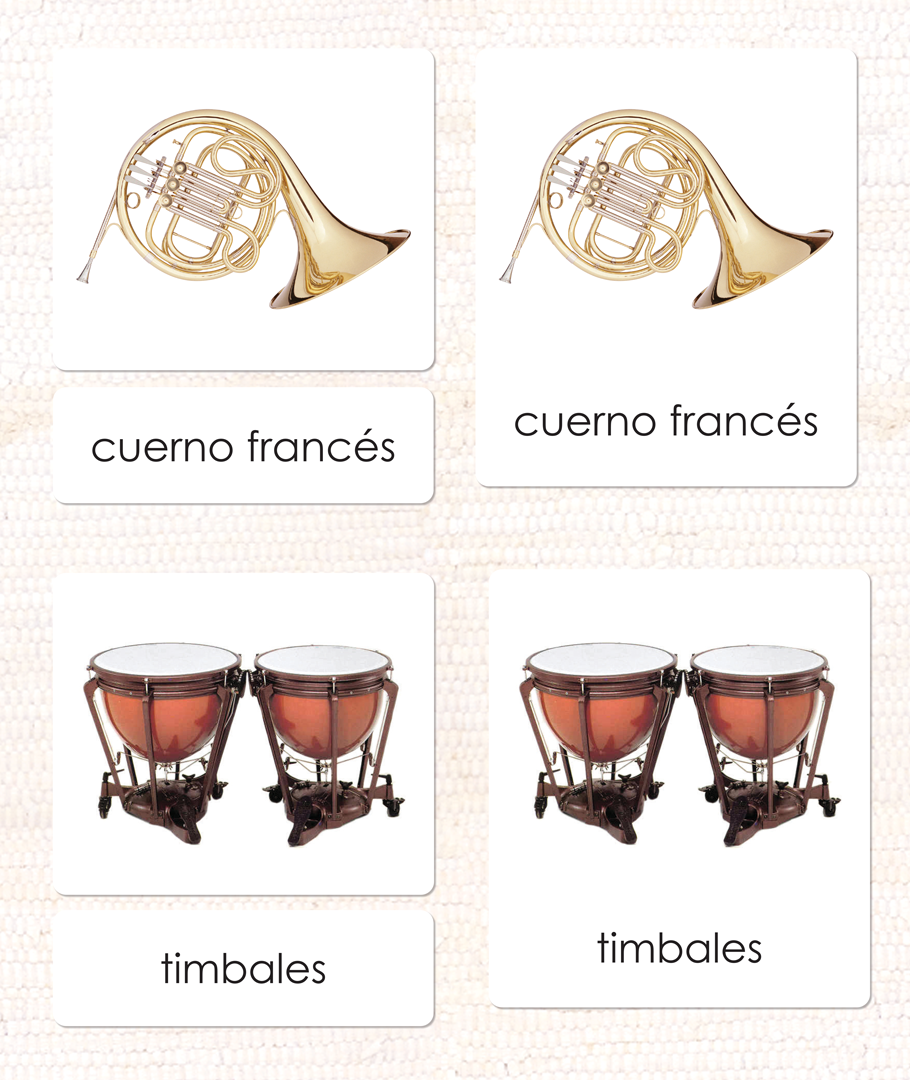 Spanish Orchestral Instruments 3-Part Cards - Maitri Learning