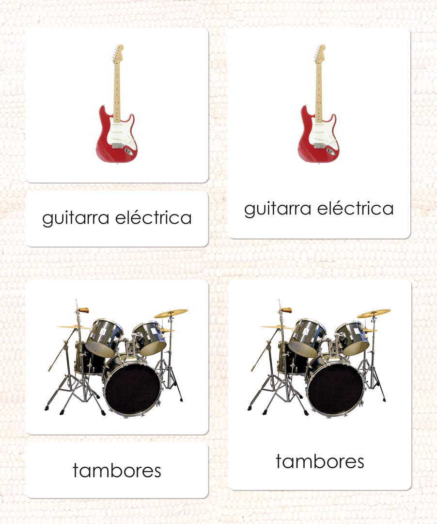 Imperfect Spanish Popular Instruments 3-Part Cards - Maitri Learning