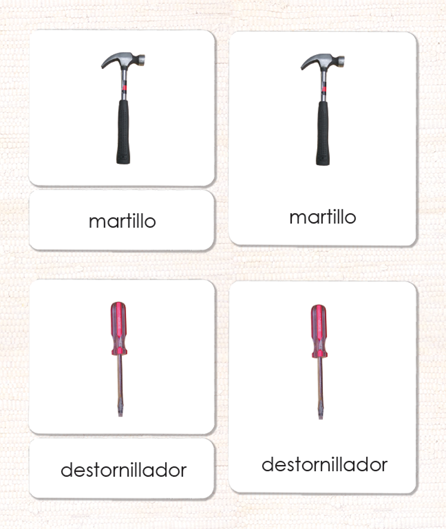 Imperfect Spanish Tools 3-Part Cards - Maitri Learning