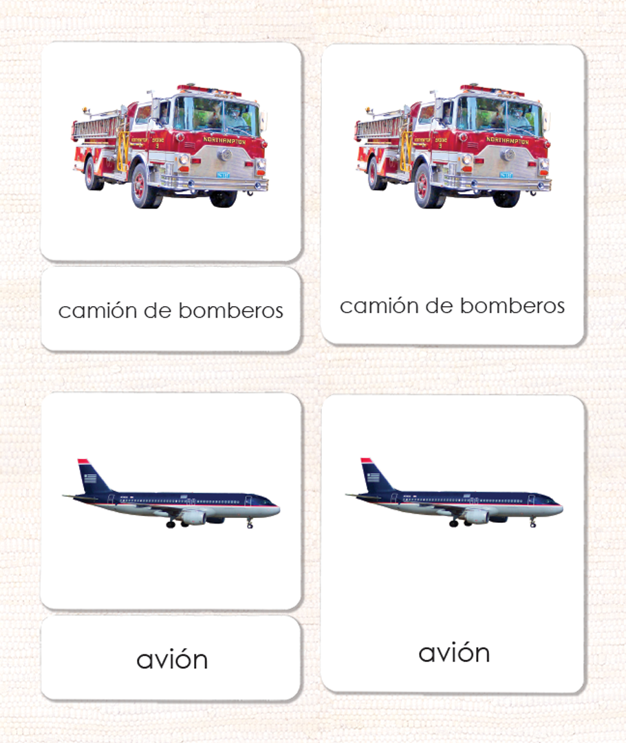 Imperfect Spanish Transportation 3-Part Cards - Maitri Learning