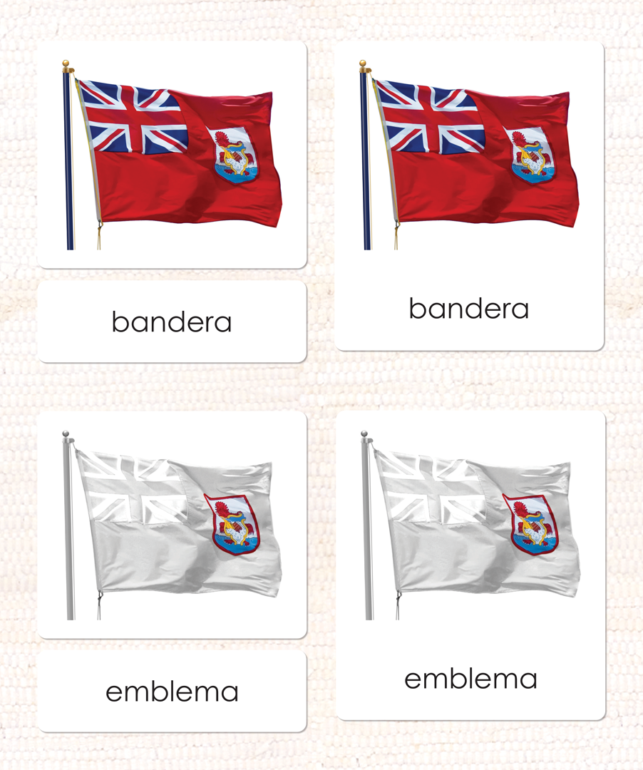 Spanish Parts of the Flag 3-Part Cards - Maitri Learning
