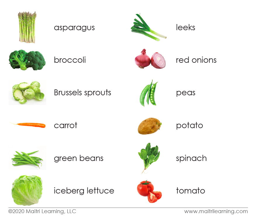 Imperfect Vegetables Toddler Cards - Maitri Learning