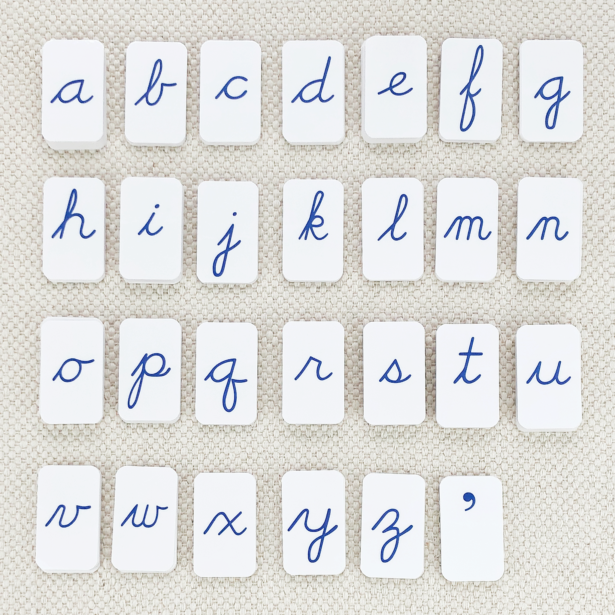 Blue Cursive Movable Alphabet