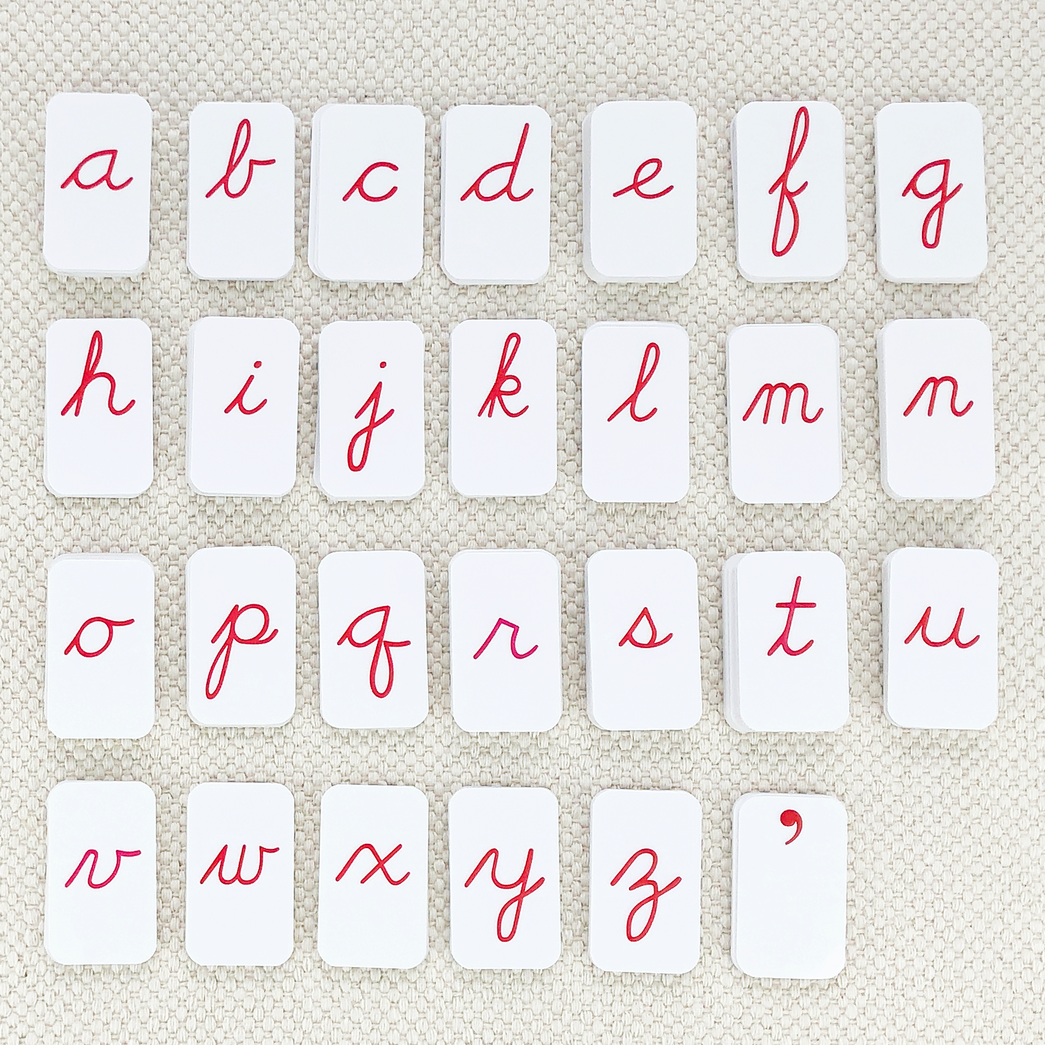 Red Cursive Movable Alphabet