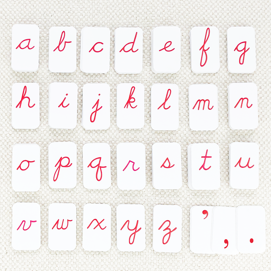 Red Cursive Movable Alphabet