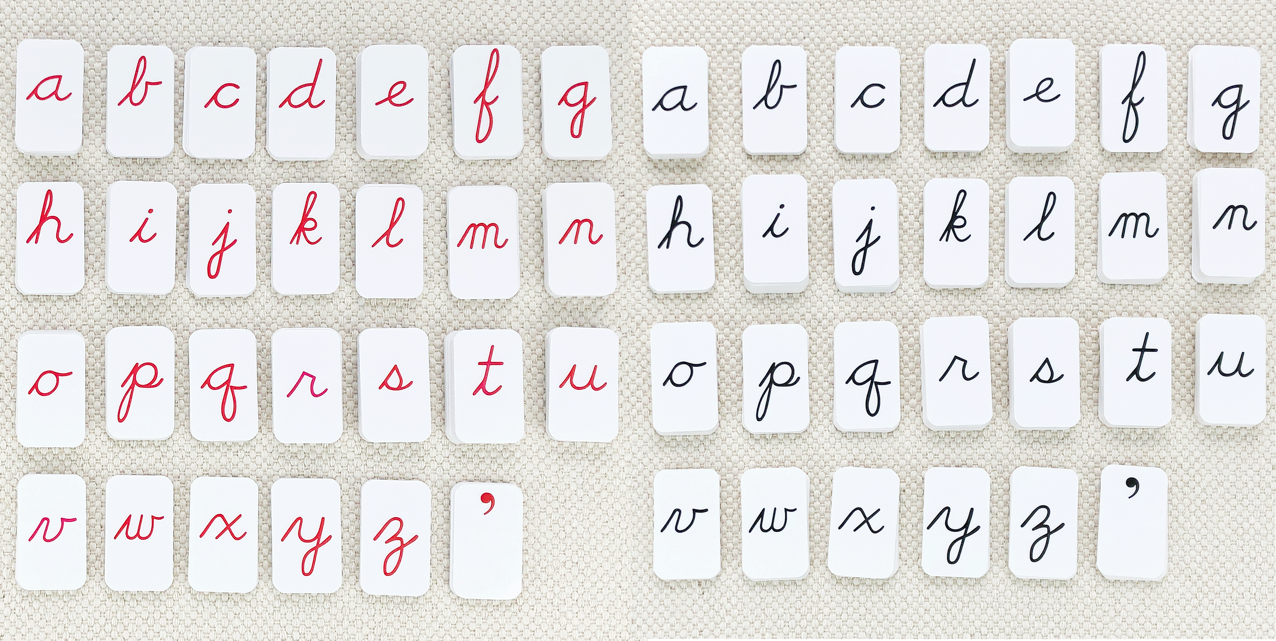 Red Cursive Movable Alphabet