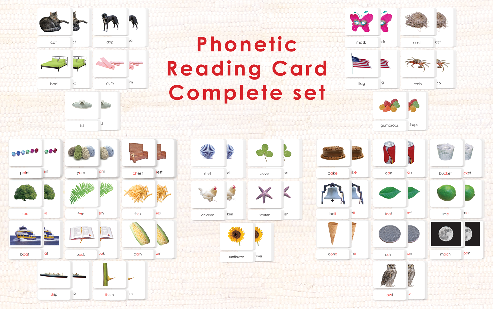 Imperfect Phonetic Reading Card Set (Complete)