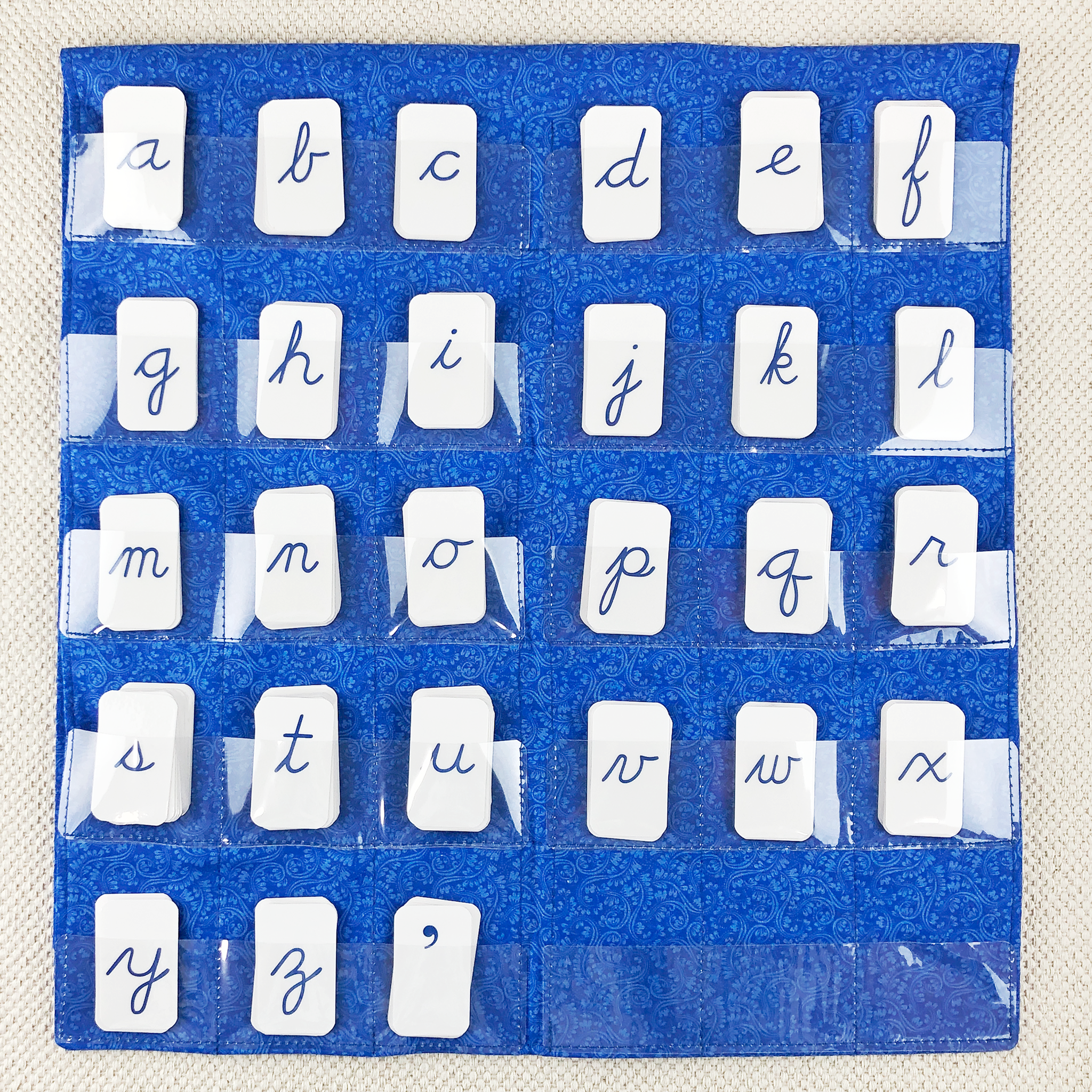 Blue Cursive Movable Alphabet