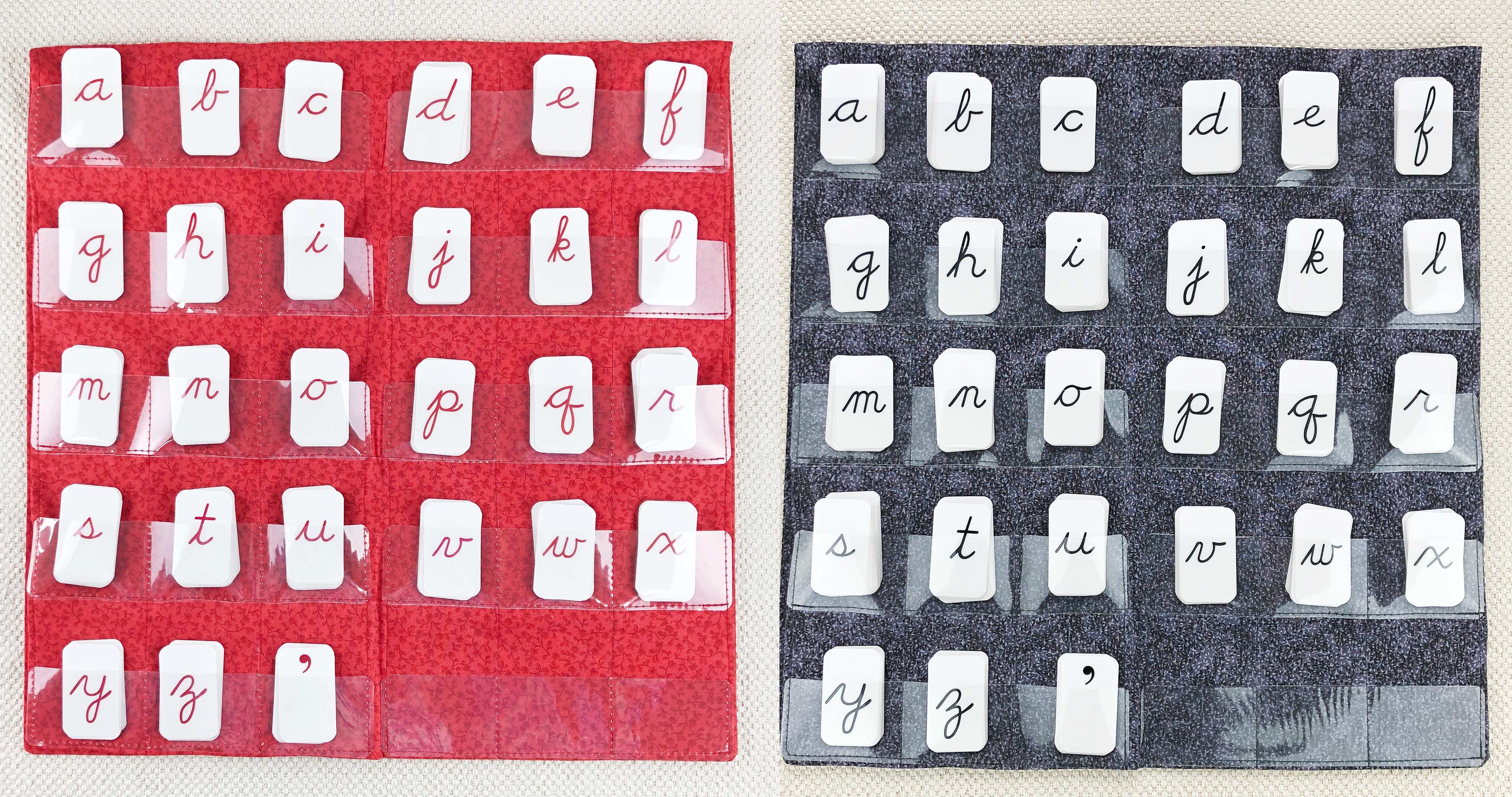 Red Cursive Movable Alphabet