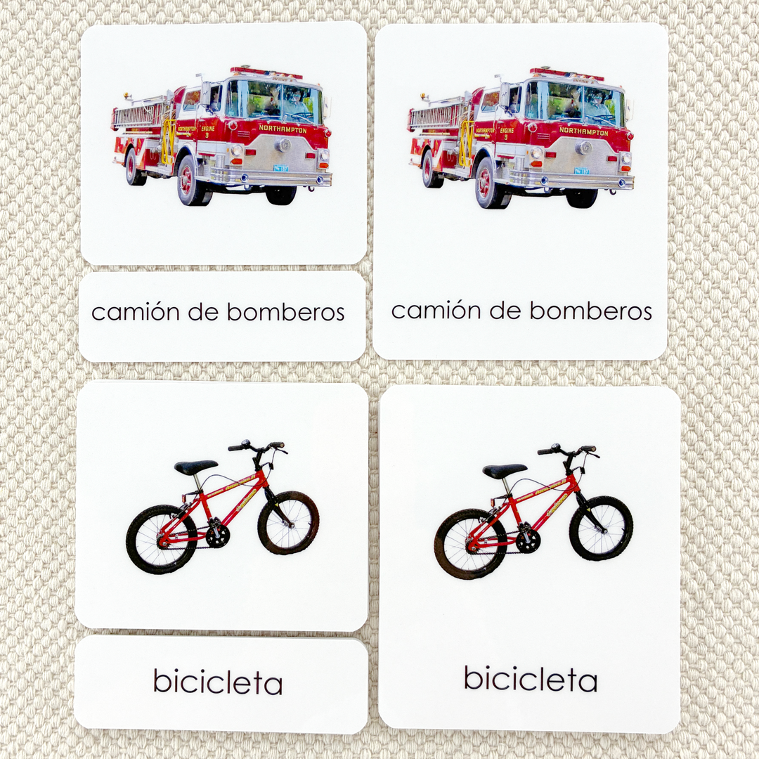 Spanish Transportation 3-Part Cards
