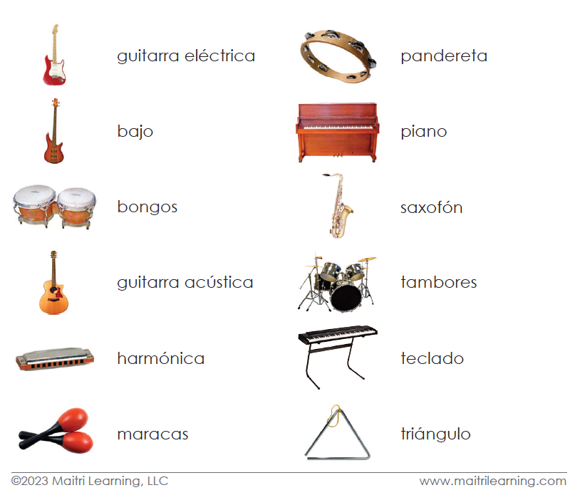 Spanish Popular Instruments 3-Part Cards