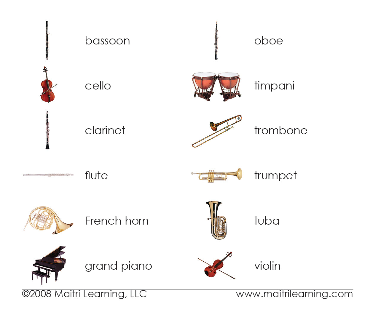 Orchestral Musical Instruments Vocabulary