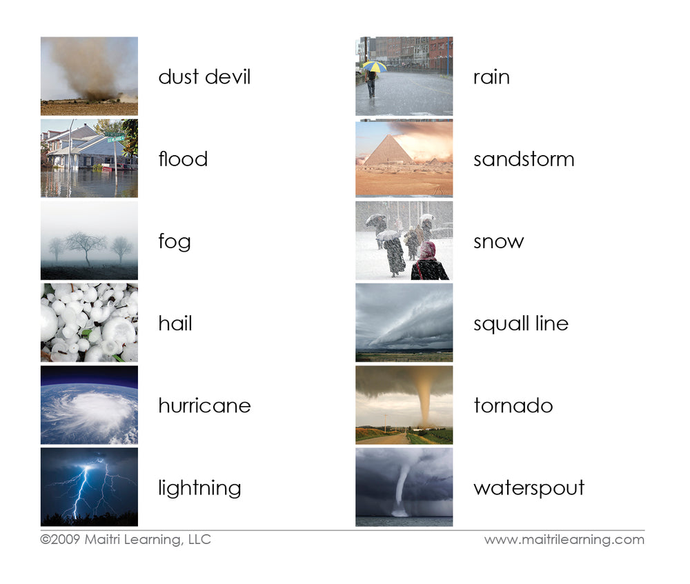 Weather Montessori 3-Part Cards